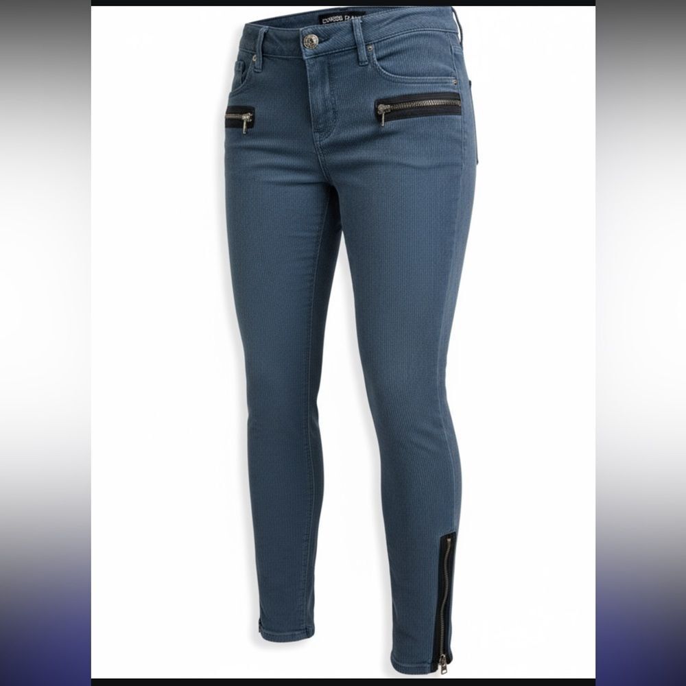 Express  Blue Skinny Jeans with Zipper Accents
